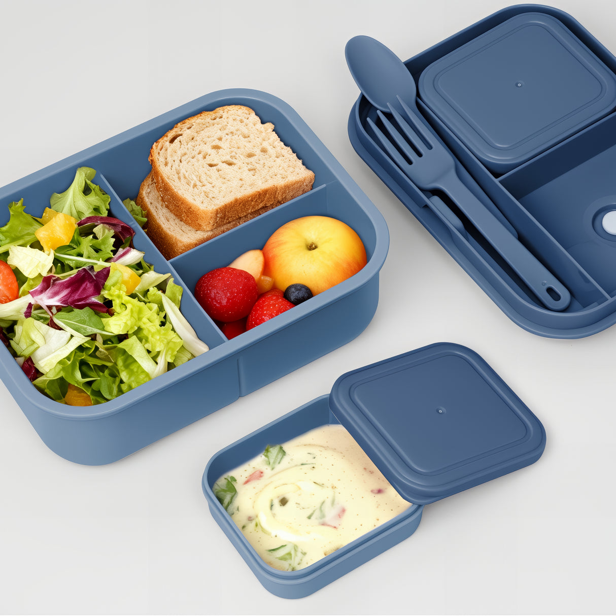 Bento Box 1300ML - 2 Layer Compartments Leak Proof Lunch Container with Cutlery for Adults and Kids