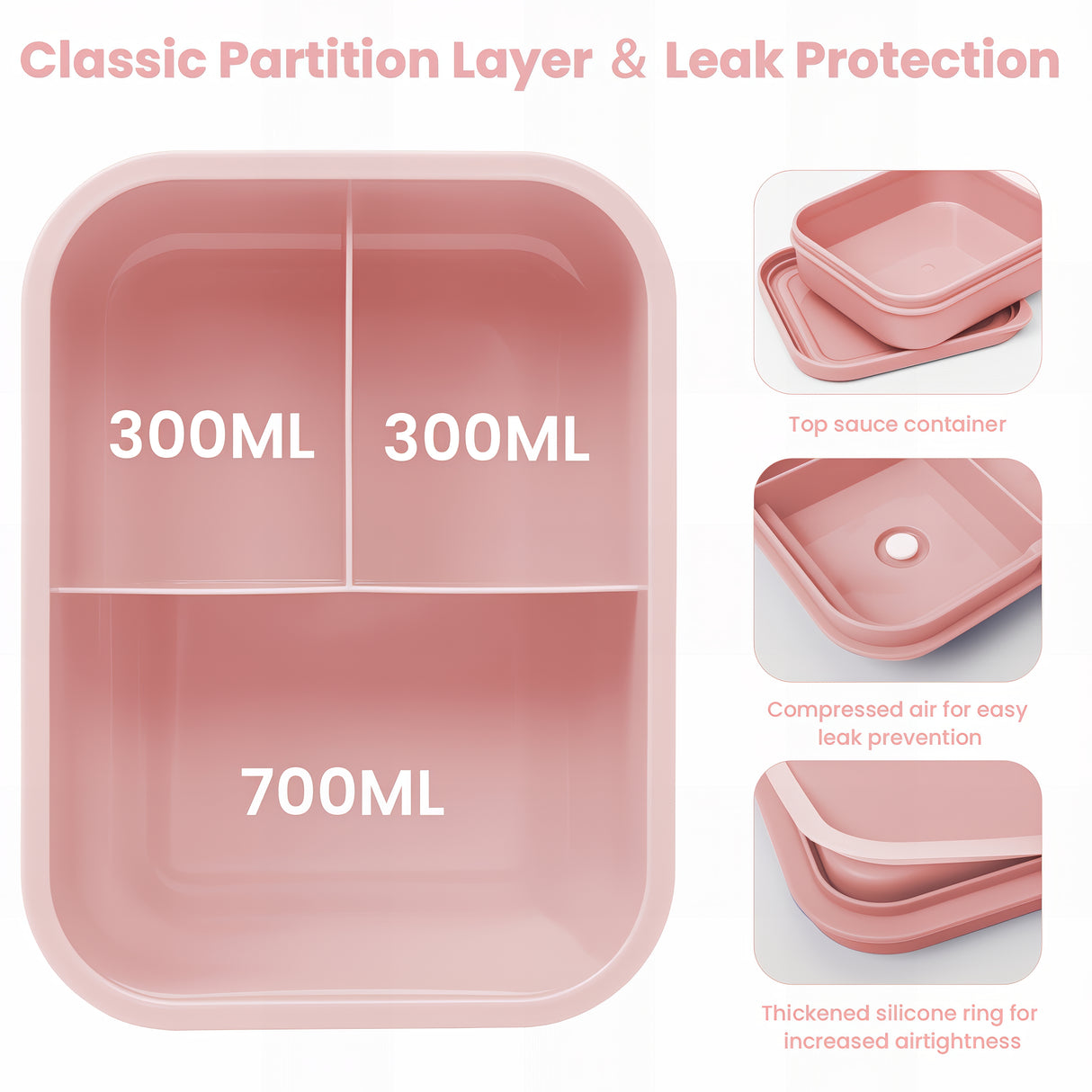 Bento Box 1300ML - 2 Layer Compartments Leak Proof Lunch Container with Cutlery for Adults and Kids