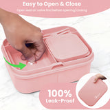 Bento Box 1300ML - 2 Layer Compartments Leak Proof Lunch Container with Cutlery for Adults and Kids