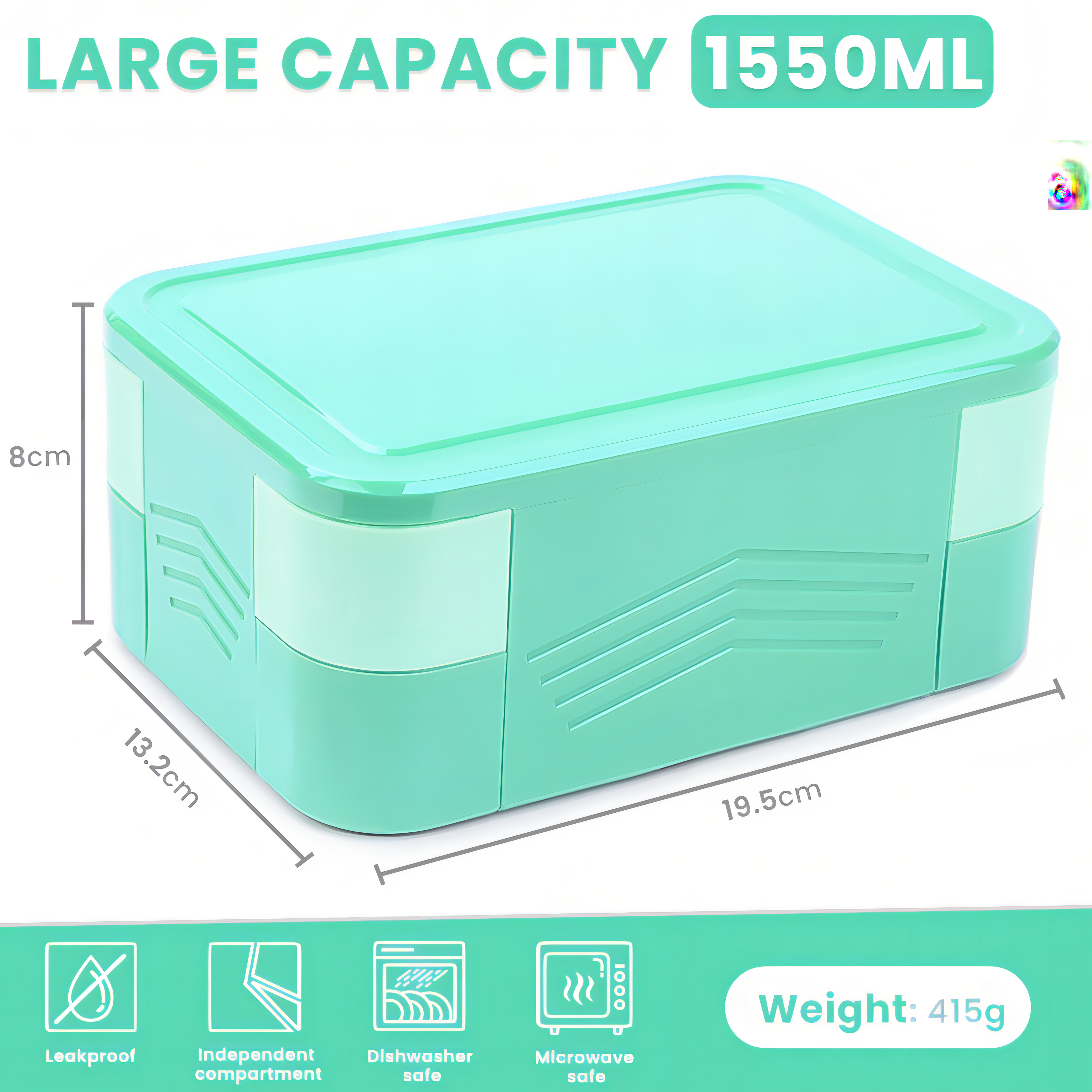 Stackable bento lunch box leak proof lunch box with 2-layer built