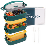 Bugucat Edelstahl-Lunchbox 1700 ml, 3-in-1 auslaufsichere Bento-Box-Lunchbehälter mit 3 Fächern für Besteck, Lunchbehälter für Kinder und Erwachsene, mikrowellen- und spülmaschinenfester Lebensmittelaufbewahrungsbehälter