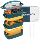 Bugucat Stainless Steel Lunch Box 1700ML,3 in 1 Leak-Proof Bento Box Lunch Containers with 3 Compartments Cutlery,Lunch Containers for Kids Adult,Microwave and Dishwasher Safe Food Storage Container
