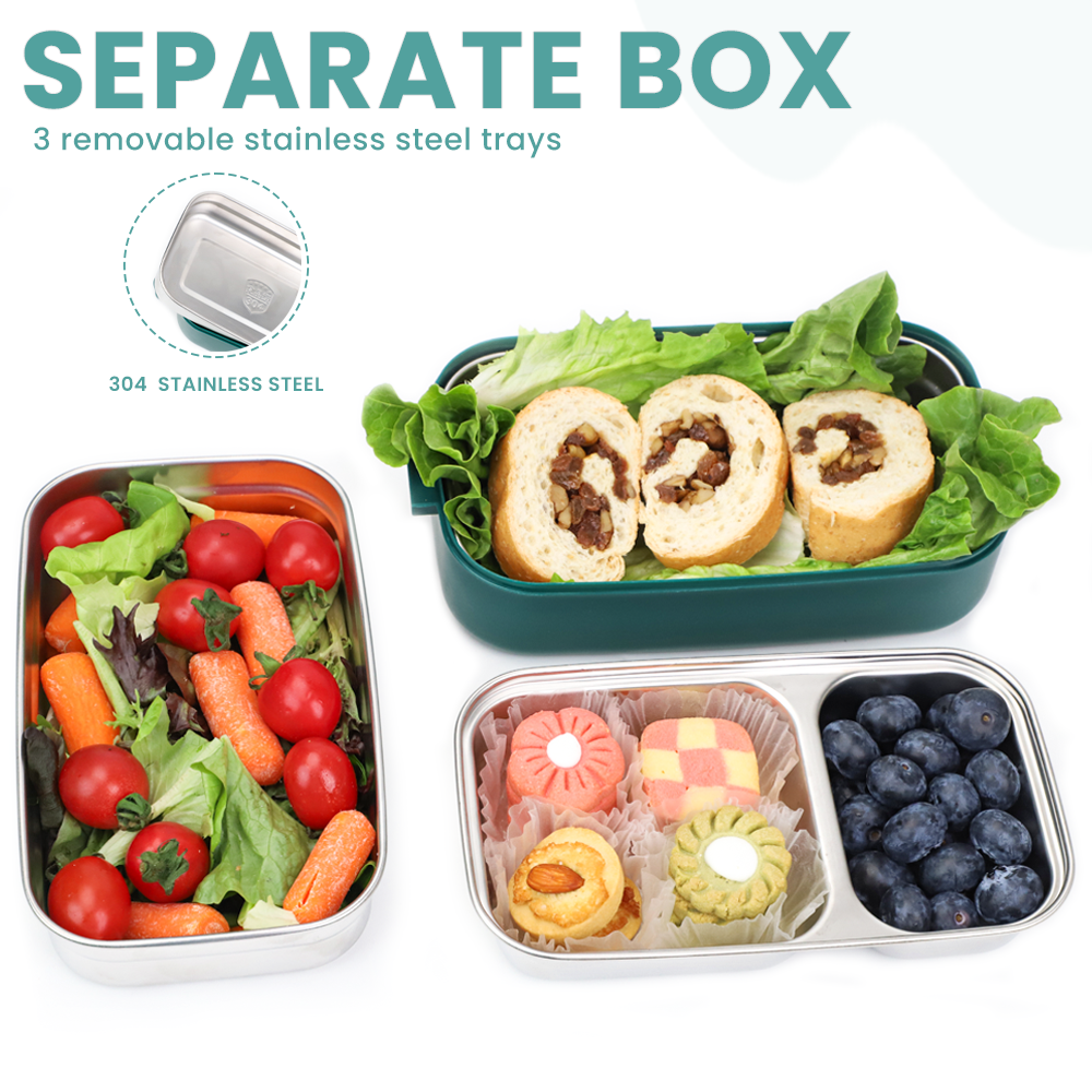 Lunch Box 304 Stainless Steel  1700ML,Bento Box Leak-Proof Dishwasher Microwave Safe