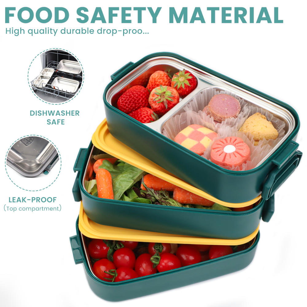 Lunch Box 304 Stainless Steel  1700ML,Bento Box Leak-Proof Dishwasher Microwave Safe