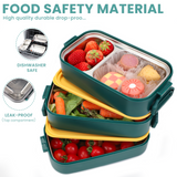 Bugucat Edelstahl-Lunchbox 1700 ml, 3-in-1 auslaufsichere Bento-Box-Lunchbehälter mit 3 Fächern für Besteck, Lunchbehälter für Kinder und Erwachsene, mikrowellen- und spülmaschinenfester Lebensmittelaufbewahrungsbehälter