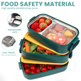 Bugucat Stainless Steel Lunch Box 1700ML,3 in 1 Leak-Proof Bento Box Lunch Containers with 3 Compartments Cutlery,Lunch Containers for Kids Adult,Microwave and Dishwasher Safe Food Storage Container