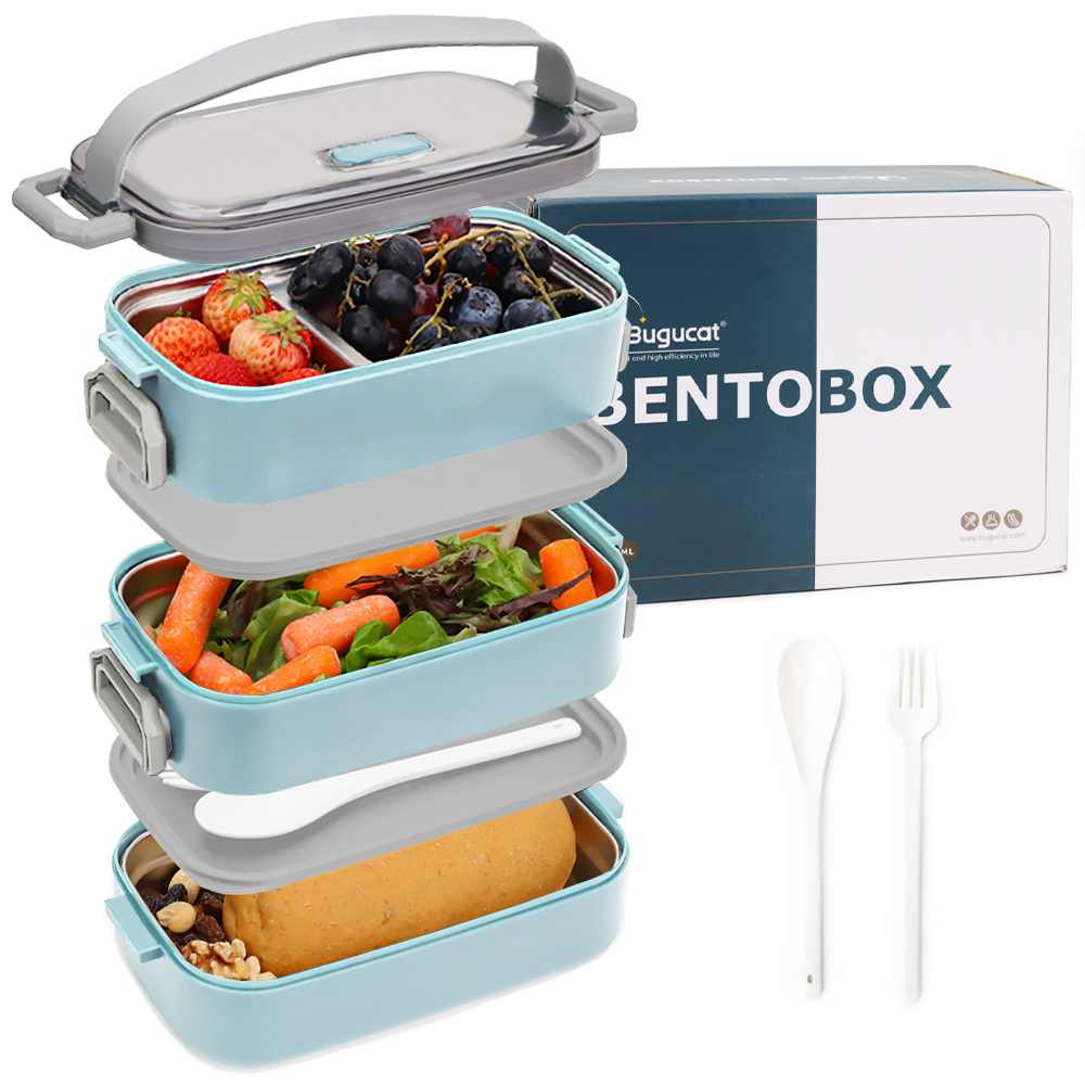 Bento Box de acero inoxidable Fiambrera infantil a prueba de fugas sin BPA  2 compartimentos