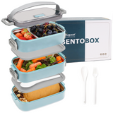 Bugucat Stainless Steel Lunch Box 1700ML,3 in 1 Leak-Proof Bento Box Lunch Containers with 3 Compartments Cutlery,Lunch Containers for Kids Adult,Microwave and Dishwasher Safe Food Storage Container