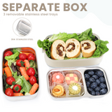 Bugucat Stainless Steel Lunch Box 1700ML,3 in 1 Leak-Proof Bento Box Lunch Containers with 3 Compartments Cutlery,Lunch Containers for Kids Adult,Microwave and Dishwasher Safe Food Storage Container