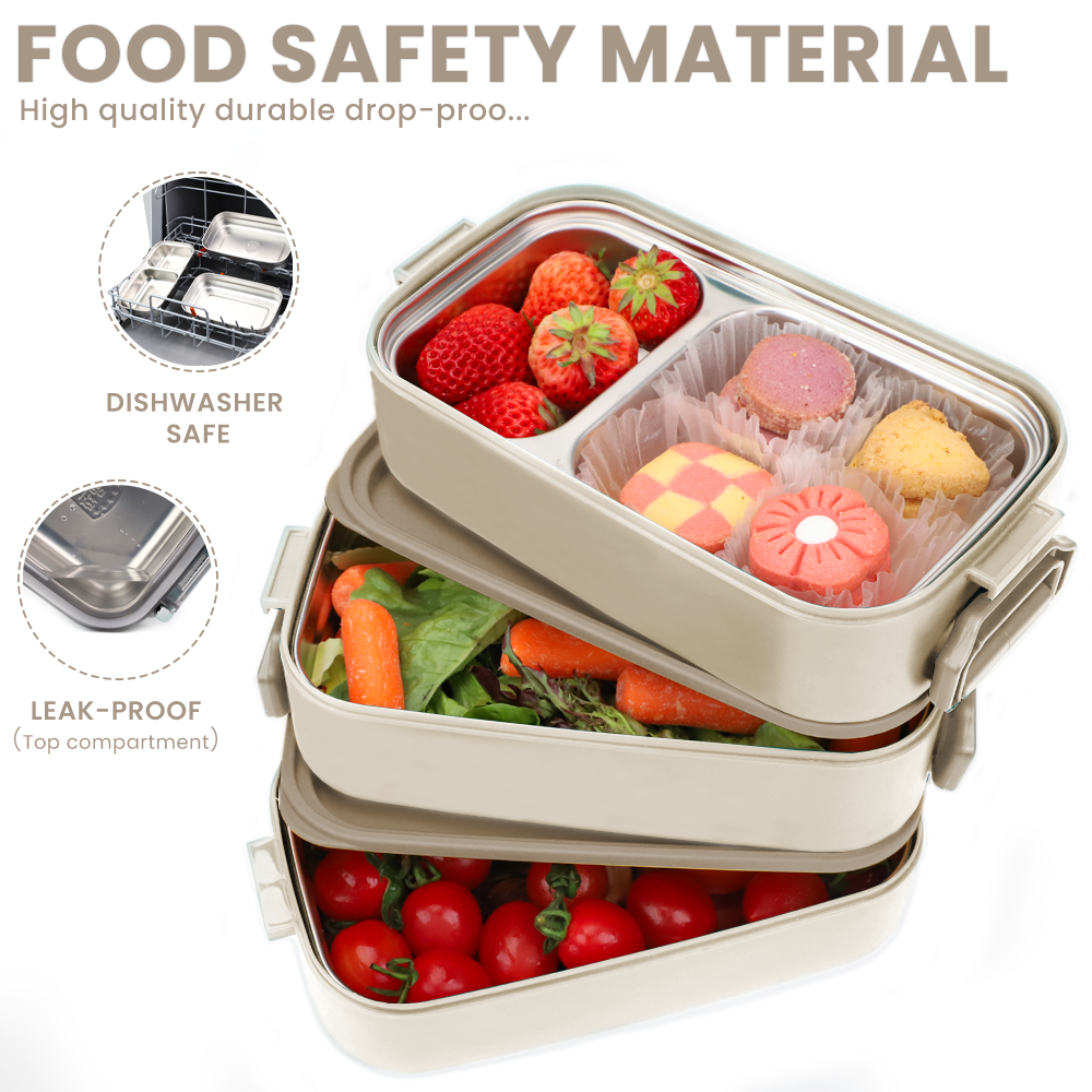 Lunch Box 1400ML Set, Bento Box Leak-Proof Dishwasher Microwave Safe B –  Bugucat Home