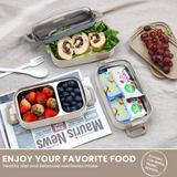Bugucat Stainless Steel Lunch Box 1700ML,3 in 1 Leak-Proof Bento Box Lunch Containers with 3 Compartments Cutlery,Lunch Containers for Kids Adult,Microwave and Dishwasher Safe Food Storage Container
