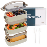 Bugucat Edelstahl-Lunchbox 1700 ml, 3-in-1 auslaufsichere Bento-Box-Lunchbehälter mit 3 Fächern für Besteck, Lunchbehälter für Kinder und Erwachsene, mikrowellen- und spülmaschinenfester Lebensmittelaufbewahrungsbehälter