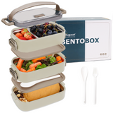 Bugucat Stainless Steel Lunch Box 1700ML,3 in 1 Leak-Proof Bento Box Lunch Containers with 3 Compartments Cutlery,Lunch Containers for Kids Adult,Microwave and Dishwasher Safe Food Storage Container