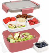Bento Box 2000ML, Fiambrera Ensalada Contenedor de Almuerzo para Llevar con Bandeja de 4 Compartimentos