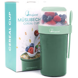 Cereal Cup,Yogurt Cups Milk Jar, Leak-Proof Breakfast Container Yoghurt Pot