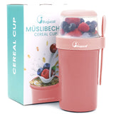 Cereal Cup,Yogurt Cups Milk Jar, Leak-Proof Breakfast Container Yoghurt Pot