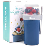 Cereal Cup,Yogurt Cups Milk Jar, Leak-Proof Breakfast Container Yoghurt Pot