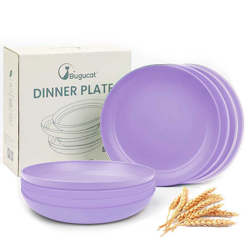 Bugucat Plates 8 PCS,Picnic Plates Lightweight Dishes Plates Sets,Plastic Plates Set Unbreakable and Reusable,Dessert Plates For Picnic Home,Dinner Plates Microwave and Dishwasher Safe