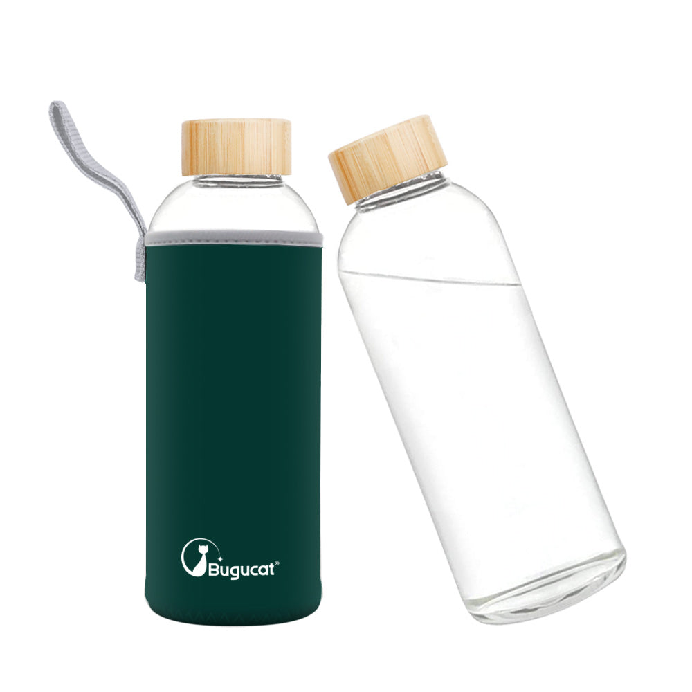 Borosilicate Glass Water Bottle 750ML, Reusable Water Bottle Glass with Protective Sleeves