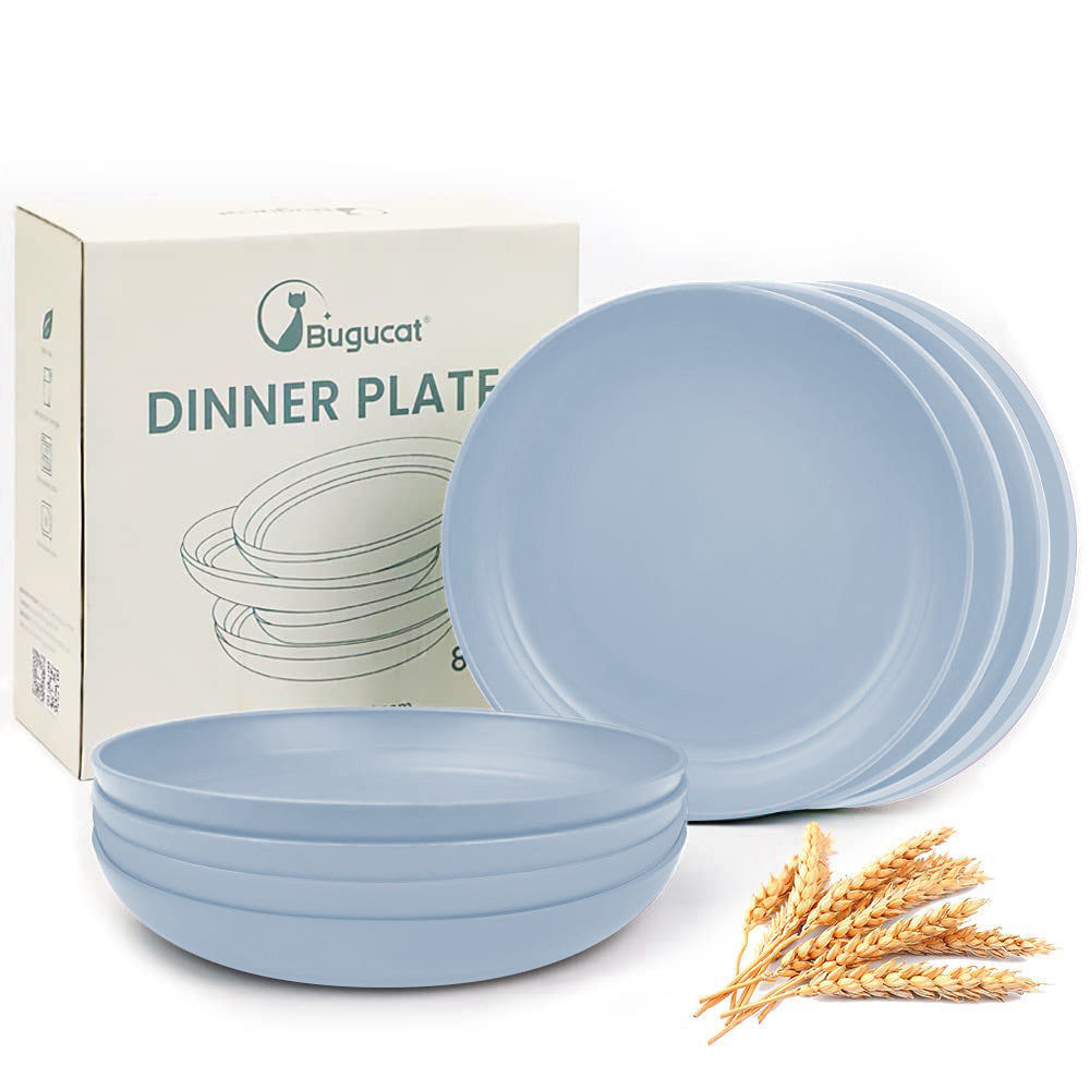 Bugucat Plates 8 PCS,Picnic Plates Lightweight Dishes Plates Sets,Plastic Plates Set Unbreakable and Reusable,Dessert Plates For Picnic Home,Dinner Plates Microwave and Dishwasher Safe