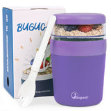 Bugucat Cereal Cup,Yogurt Cups Plastic Milk Jar With Lids and Spoon,Leak-Proof Breakfast Container Yoghurt Pot With Sauce Container,Yoghurt Container for Oatmeal Porridge Fruit Salad
