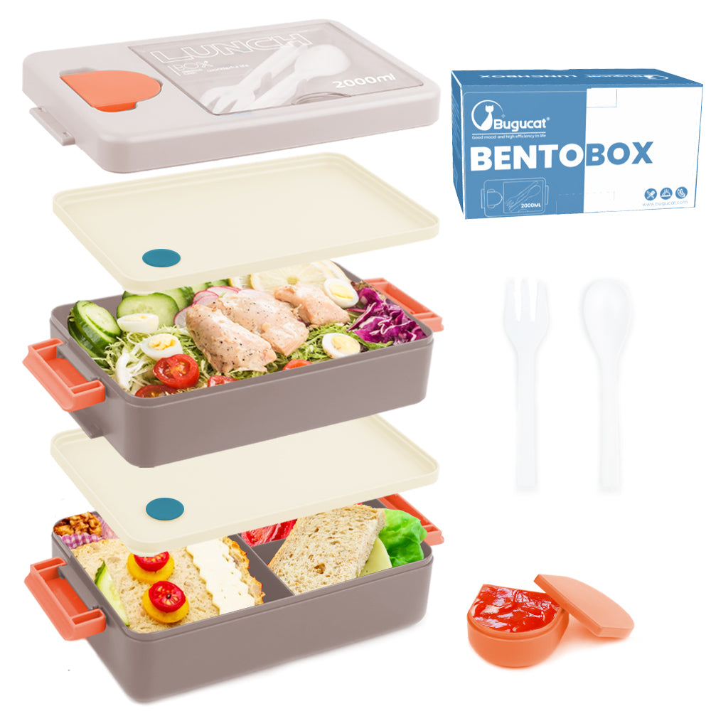 Lunch Box 2000ML, Bento Box Leak-Proof Dishwasher Microwave Safe BPA-Free