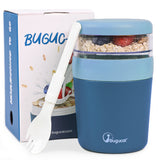 Bugucat Cereal Cup,Yogurt Cups Plastic Milk Jar With Lids and Spoon,Leak-Proof Breakfast Container Yoghurt Pot With Sauce Container,Yoghurt Container for Oatmeal Porridge Fruit Salad