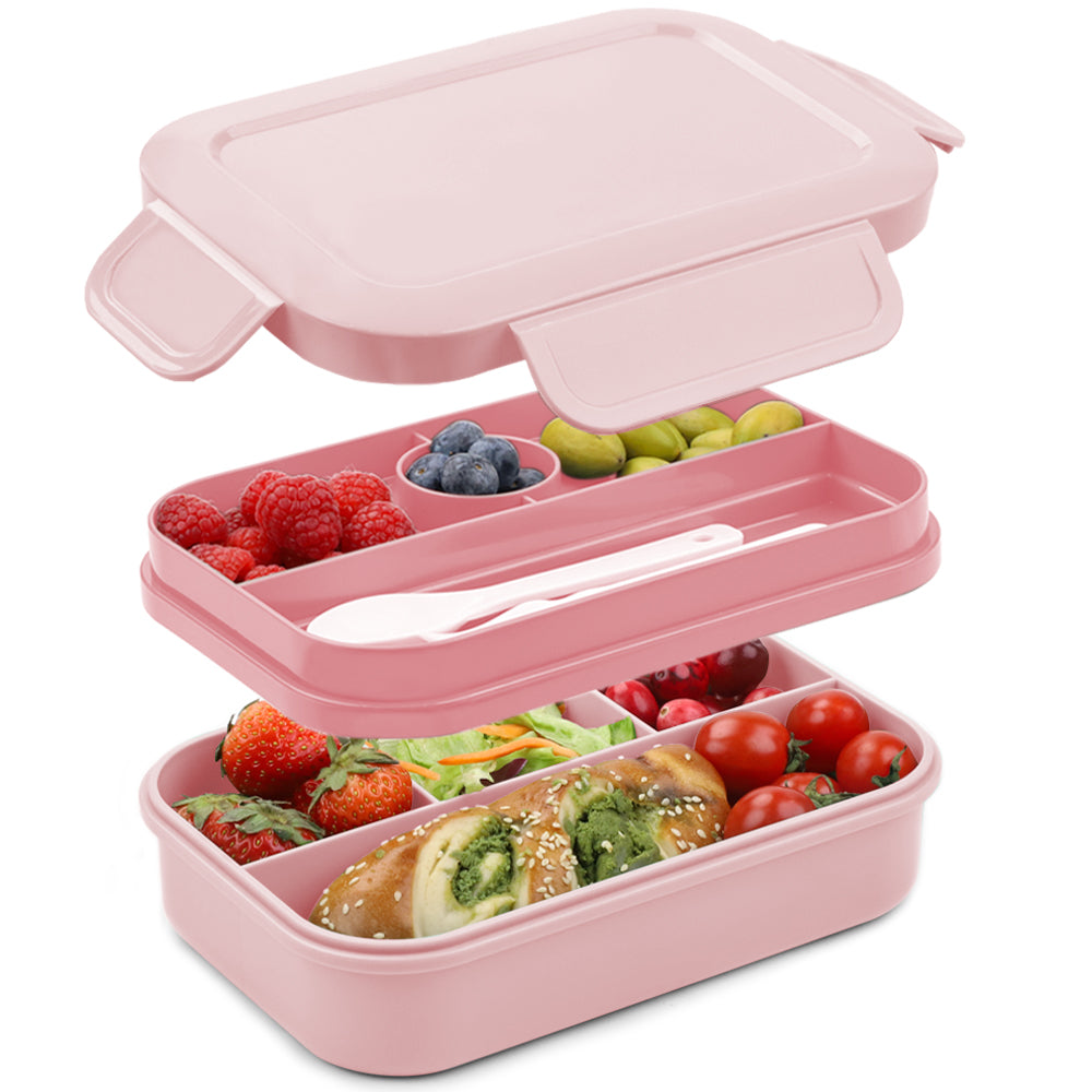 Bugucat Lunch Box 1400ML, Double Stackable Bento Box Container Meal Prep Containe