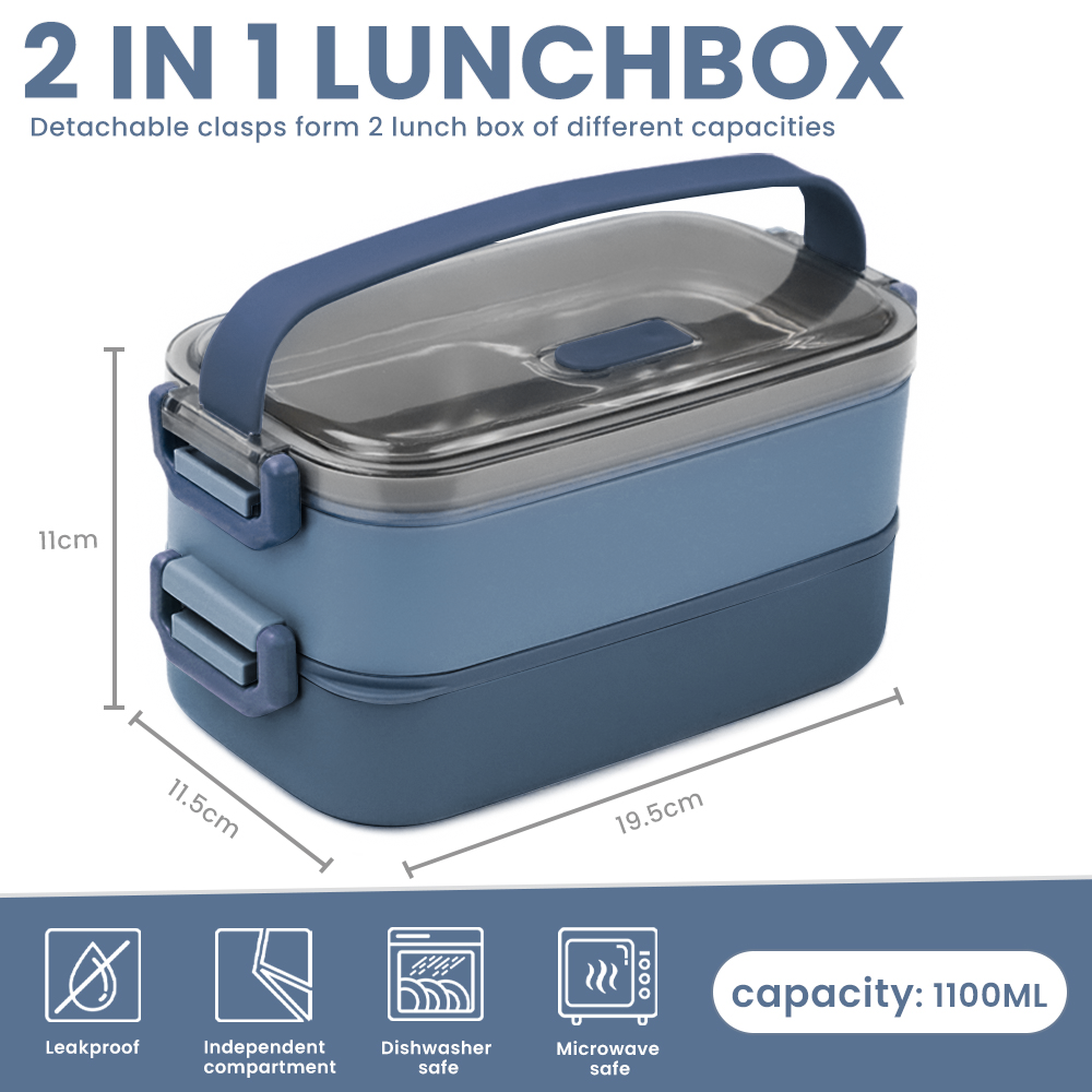 Microwaveable Bento Box, 304 Stainless Steel Portable Travel Lunch Box For  Work, Set Of 2