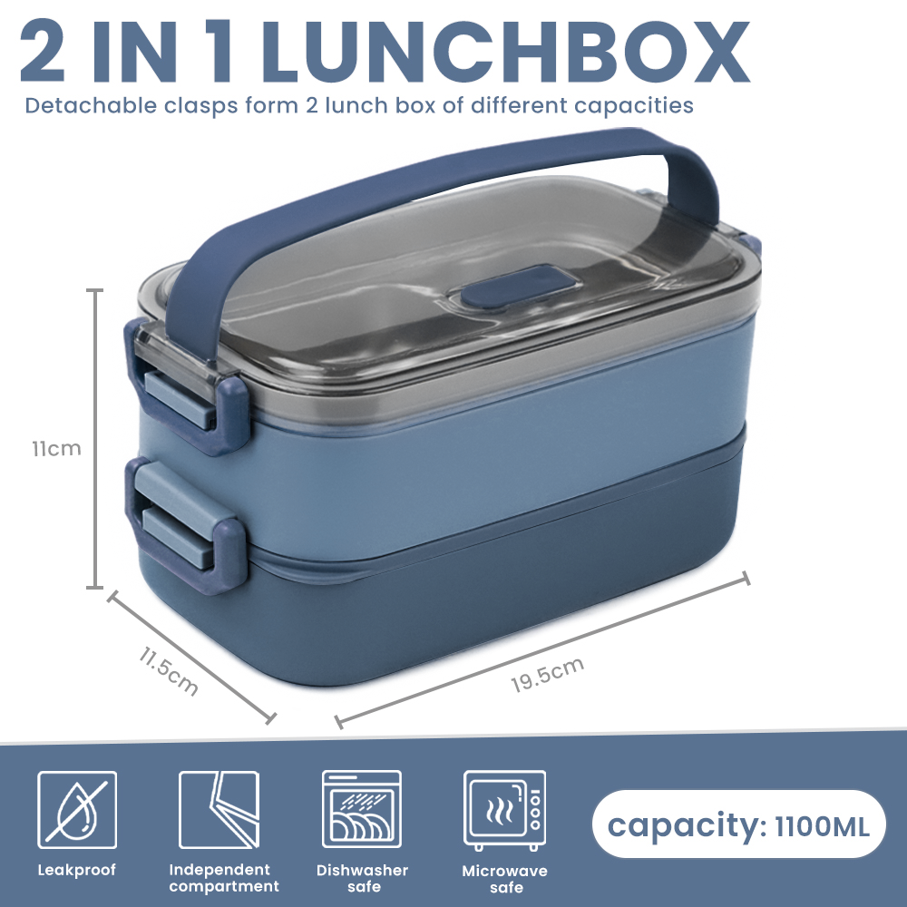 Lunch Box 304 Stainless Steel 1100ML,Bento Box Leak-Proof Dishwasher Microwave Safe