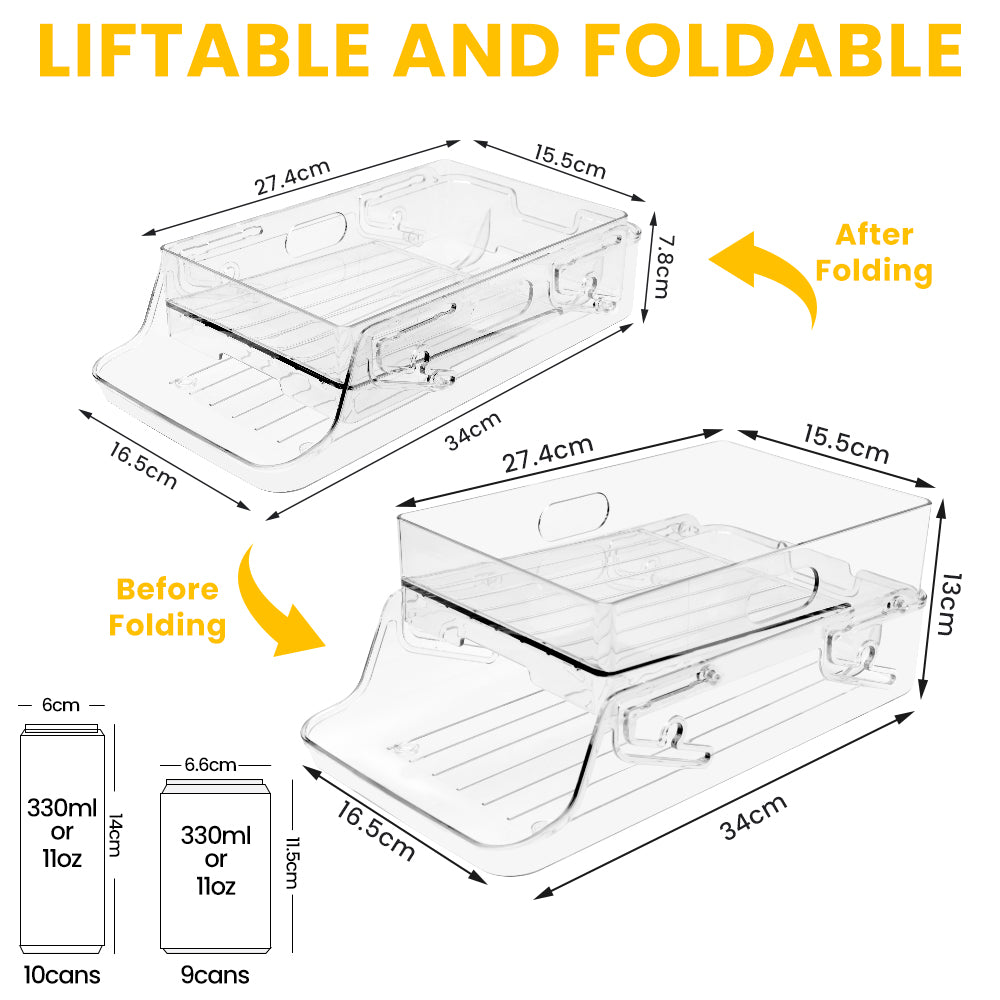 Fridge Organizer Can Dispenser, Fridge Can Holder, Beverage Cans Organizer,  Storage Boxes for Cabinets Freezer Pantry