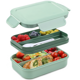 Bugucat Lunch Box 1400ML, Double Stackable Bento Box Container Meal Prep Containe