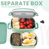 Bugucat Lunch Box 1600ML, 2 in 1 Bento Box Leak-Proof Lunch Containers with Compartments Cutlery, Lunch Containers for Adult Kids, Dishwasher and Microwave Safe Food Storage Container