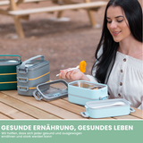 Bugucat Lunch Box 1600ML, 2 in 1 Bento Box Leak-Proof Lunch Containers with Compartments Cutlery, Lunch Containers for Adult Kids, Dishwasher and Microwave Safe Food Storage Container