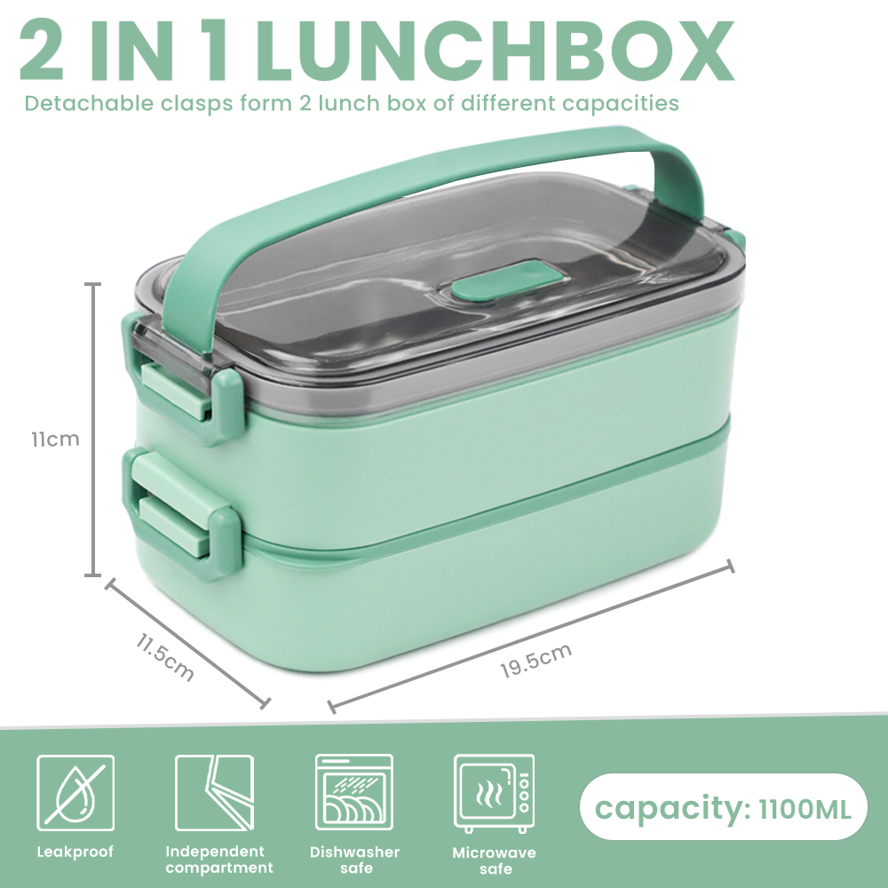 Boîte à lunch 1000ml avec 2 compartiments, Eco Friendly Bpa Free