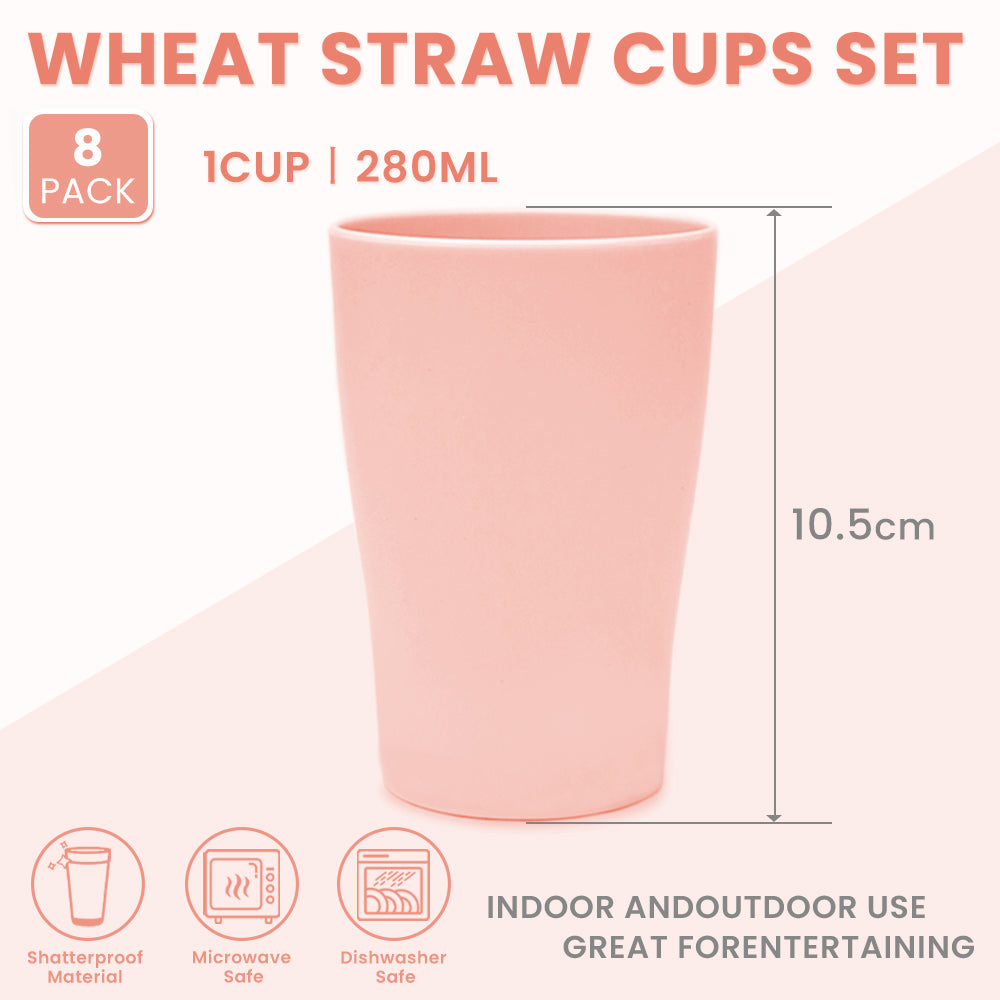 8pcs Plastic Cups 280ml, Reusable Drinking Tumbler Cups  for Camping BBQs Picnics