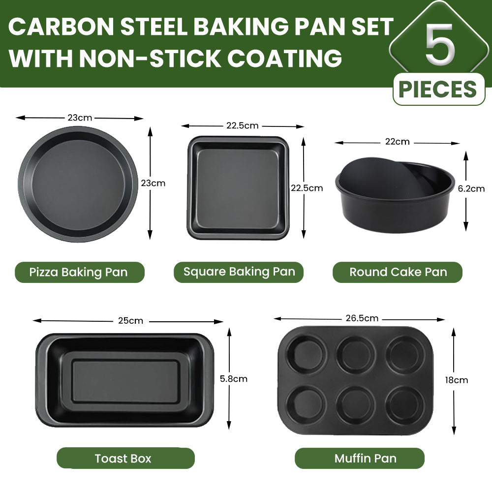 Baking Trays 5 Pieces for Oven Non-Stick Bakeware Carbon Steel Cake Molds