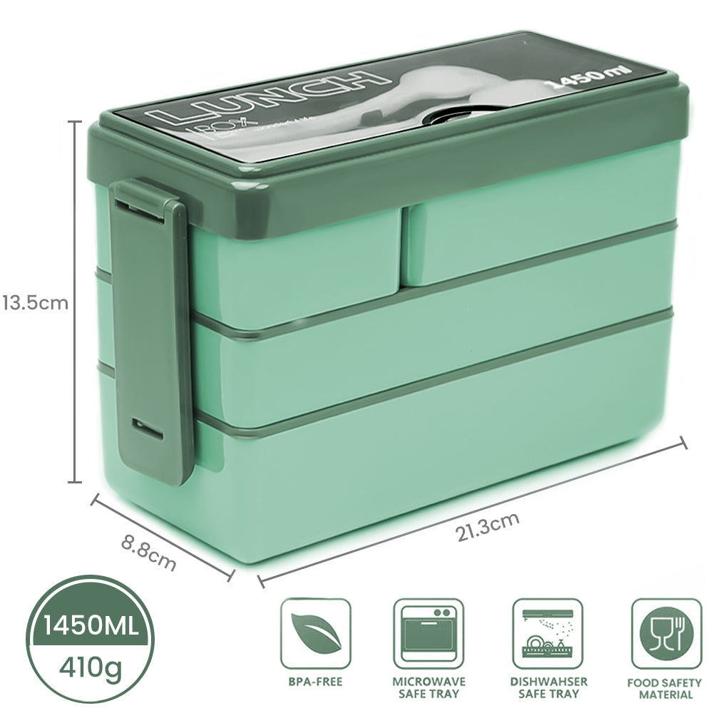 Lunch Box 1450ML, Bento Box Leak-Proof Dishwasher Microwave Safe BPA-Free