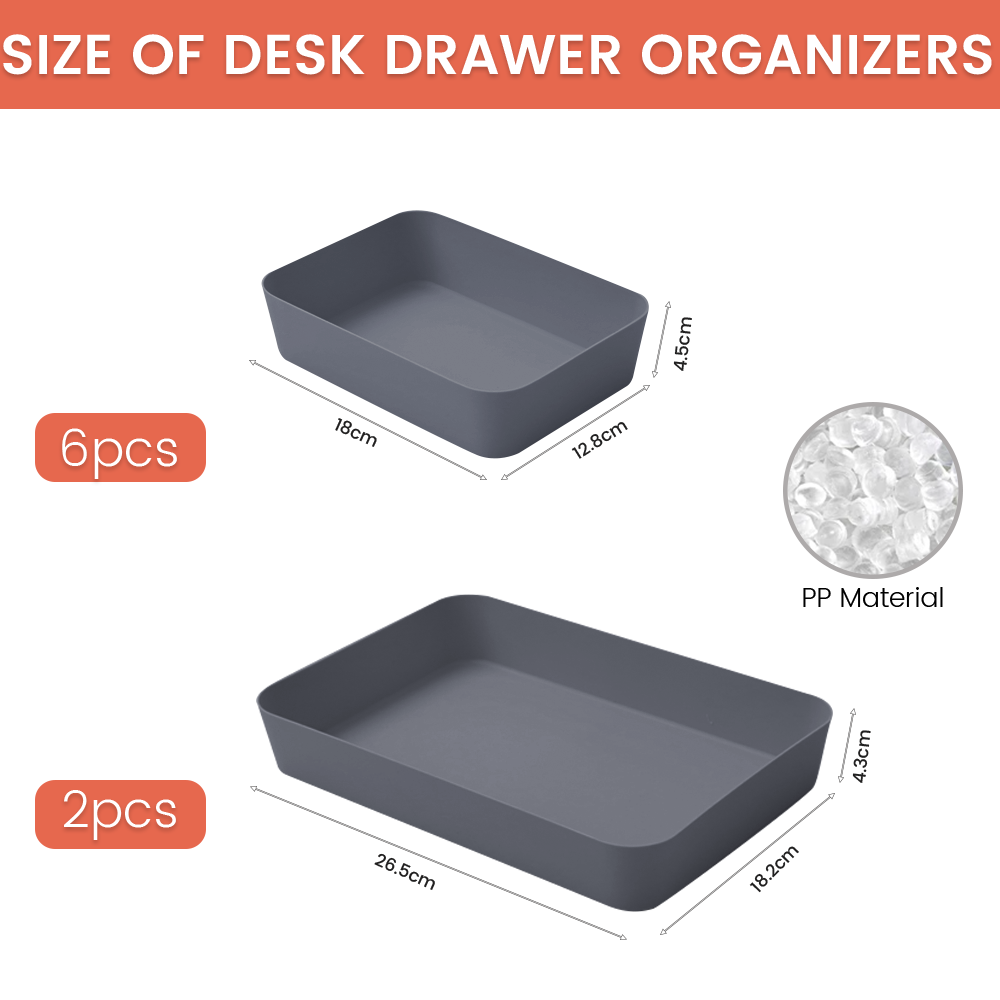 Desk Drawer Organizer 8 pcs, Drawer Organizer Practical Desk Organizer Drawers