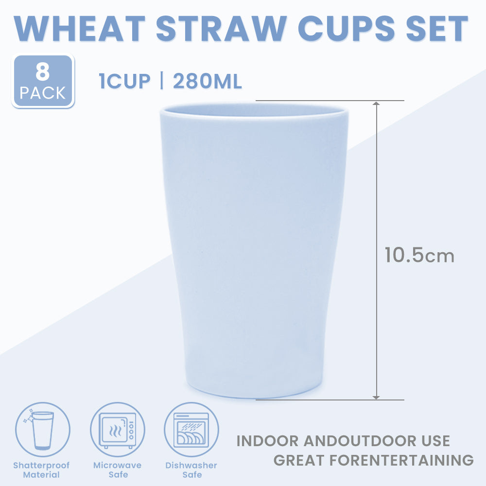 8pcs Plastic Cups 280ml, Reusable Drinking Tumbler Cups  for Camping BBQs Picnics