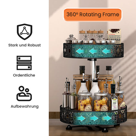 Rotating Spice Rack 360°, 2 Tier Turntable Spice Rack Cupboard Organizer,Lazy Susan Spice Rack Organizer Turntable,Kitchen Spice Holder,Revolving Condiment Holder For Kitchen Pantry Bathroom