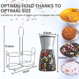 Moulin à poivre et sel Buguacat 2 pièces, moulin à épices en acier inoxydable avec broyeur en céramique réglable, moulin à piment, moulin à sel et poivrière rechargeable, moulin en céramique vide, poivre, piment