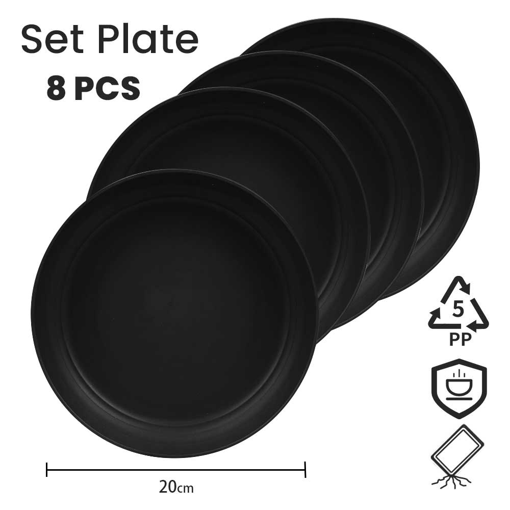 Bugucat Plates 8 PCS,Picnic Plates Lightweight Dishes Plates Sets,Plastic Plates Set Unbreakable and Reusable,Dessert Plates For Picnic Home,Dinner Plates Microwave and Dishwasher Safe