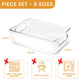 Bugucat Fridge Organisers 6 Packs, Fridge Storage Organiser Kitchen Clear Storage Organiser Stackable, Refrigerator Organiser Bins Storage Container Box for Freezer, Kitchen, Cabinets, Pantry