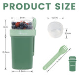 Bugucat Cereal Cup 760ml+230ml, Yogurt Cups Plastic Milk Jar With Lids and Spoon,Leak-Proof Breakfast Container Yoghurt Pot With Sauce Container,Yoghurt Container for Oatmeal Porridge Fruit Salad