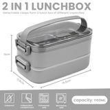 Lunch Box 304 Stainless Steel 1100ML,Bento Box Leak-Proof Dishwasher Microwave Safe