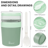 Bugucat Cereal Cup,Yogurt Cups Plastic Milk Jar With Lids and Spoon,Leak-Proof Breakfast Container Yoghurt Pot With Sauce Container,Yoghurt Container for Oatmeal Porridge Fruit Salad