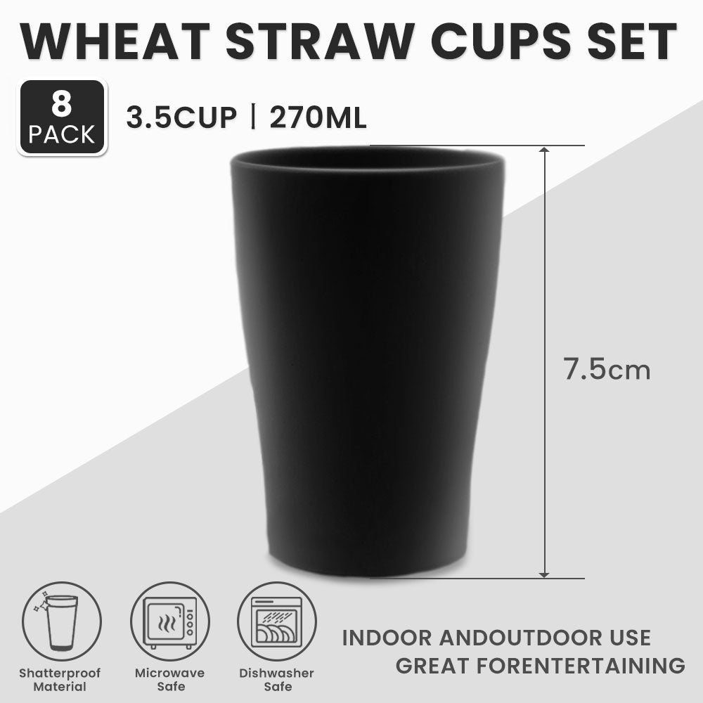 8pcs Plastic Cups 280ml, Reusable Drinking Tumbler Cups  for Camping BBQs Picnics