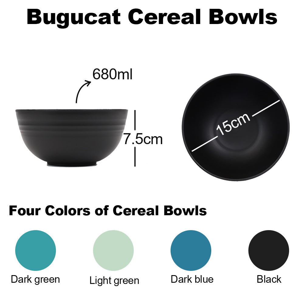 Bugucat Bowl Cereal Bowls Set de 8 760ML, Soup Bowl Postre Bowls Reutilizable, Cereal Bowl Plástico Inastillable para Niños Adultos, Ensaladera Bowl Set para Ramen Cereal Sopa