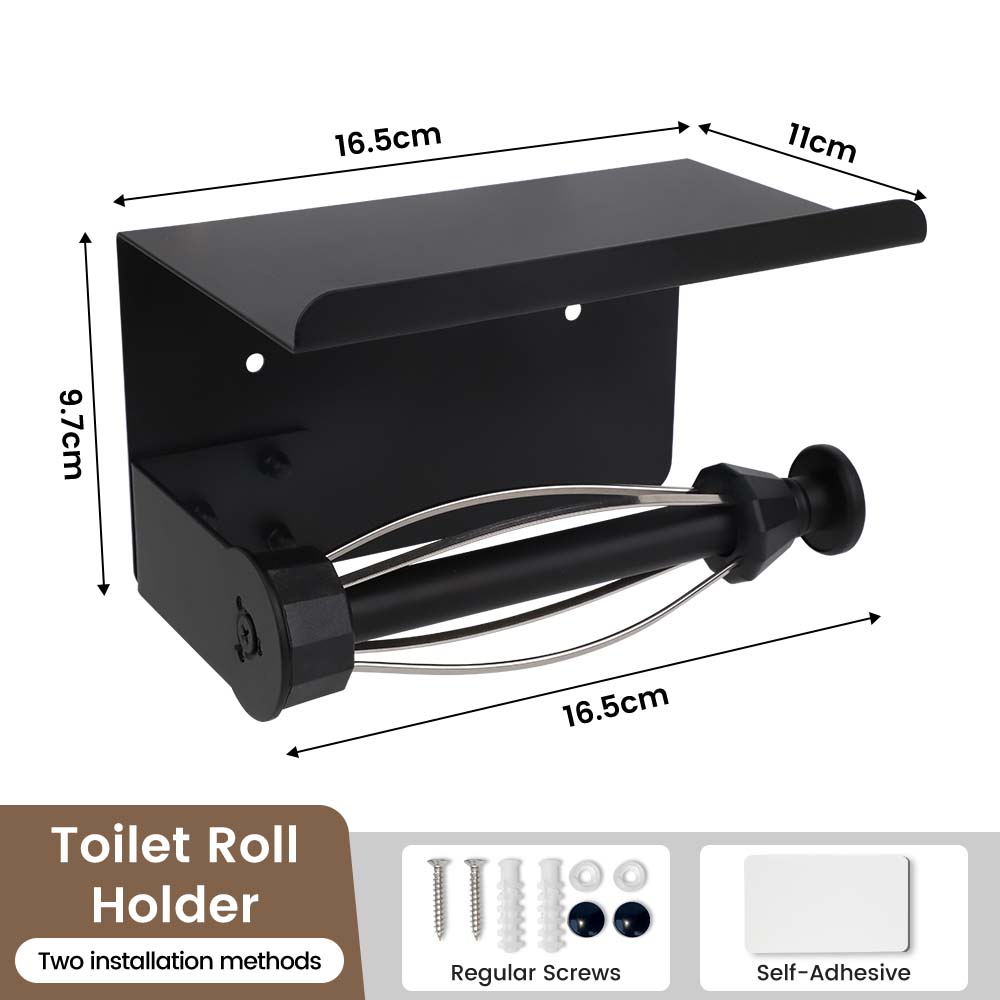 Toilet Roll Holder with Shelf, Self Adhesive Toilet Paper Holder Wall Mounted SUS304 Stainless Steel, Toilet Paper Roll Holder Bathroom Kitchen